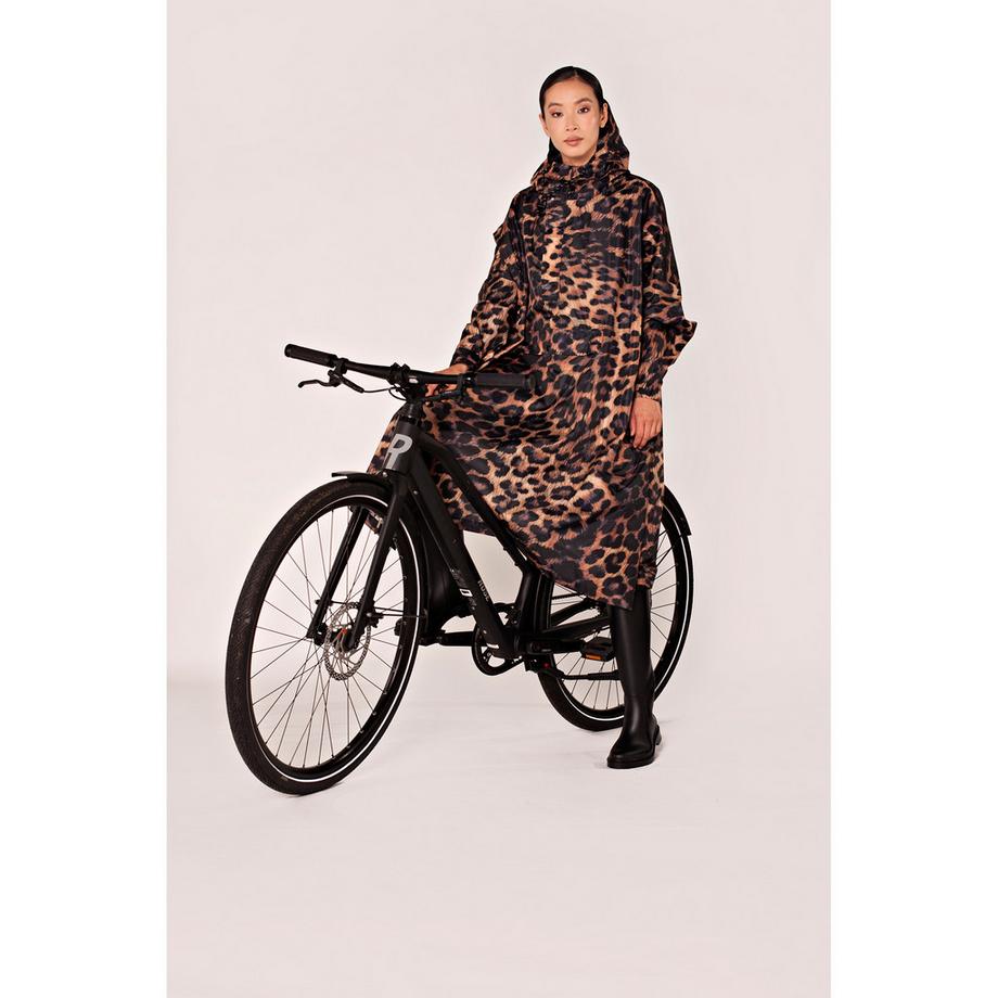 Rainkiss Poncho con Cappuccio Stampa Leopardata  
