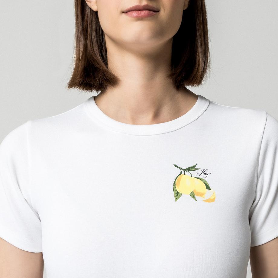 HUGO Deloris_4 T-Shirt mit Zitronenprint  