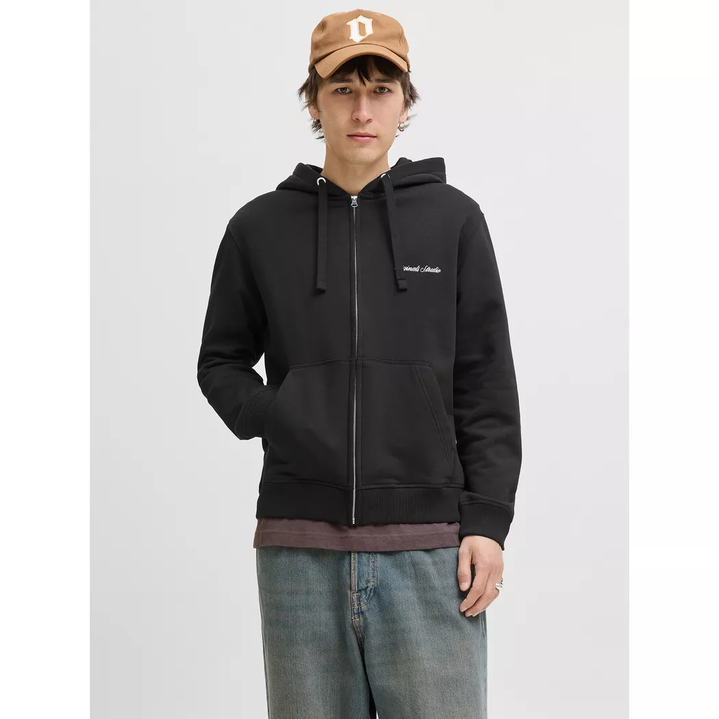 Jack & Jones Sweat-shirt à Zip Norrebro Emb Black L Homme