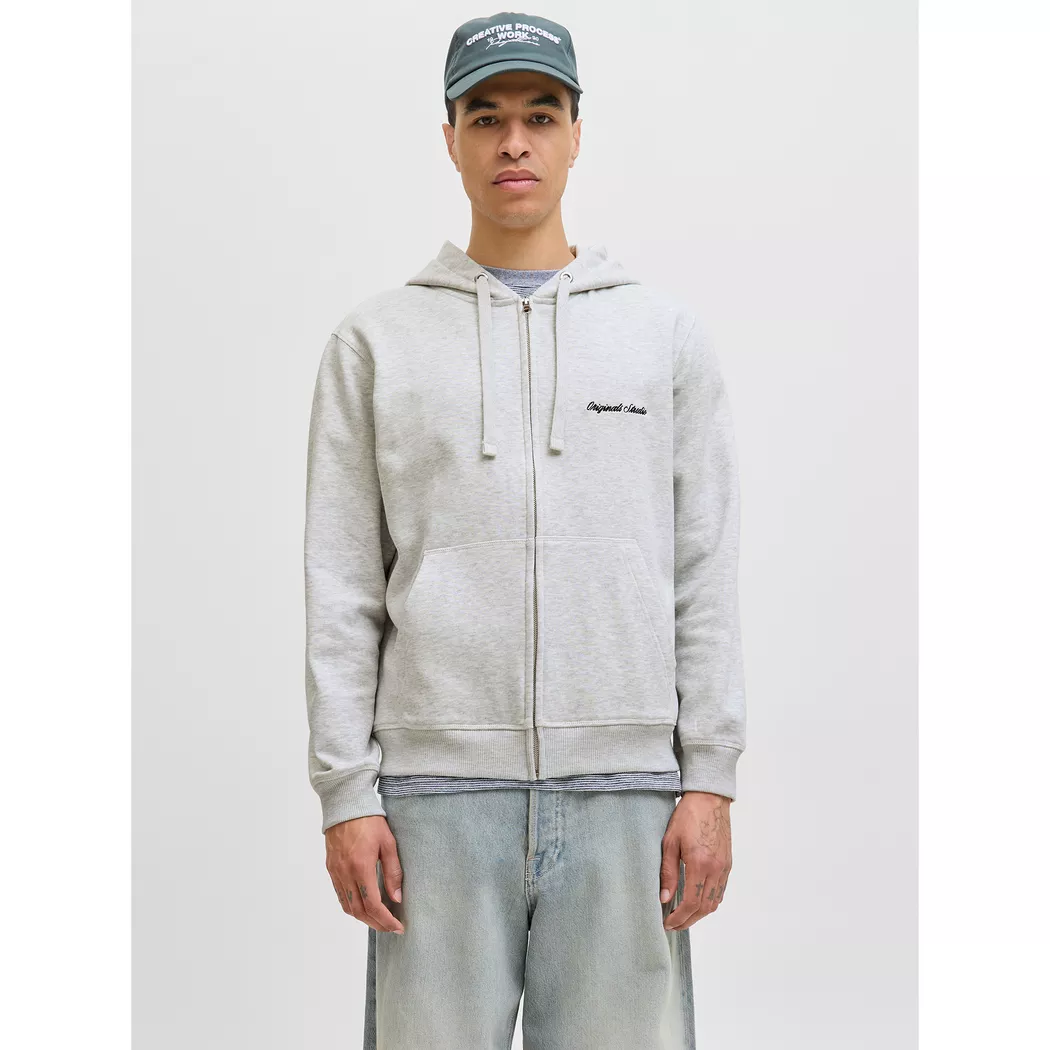 Jack & Jones Sweat-shirt à Zip Norrebro Emb White Melange L Homme