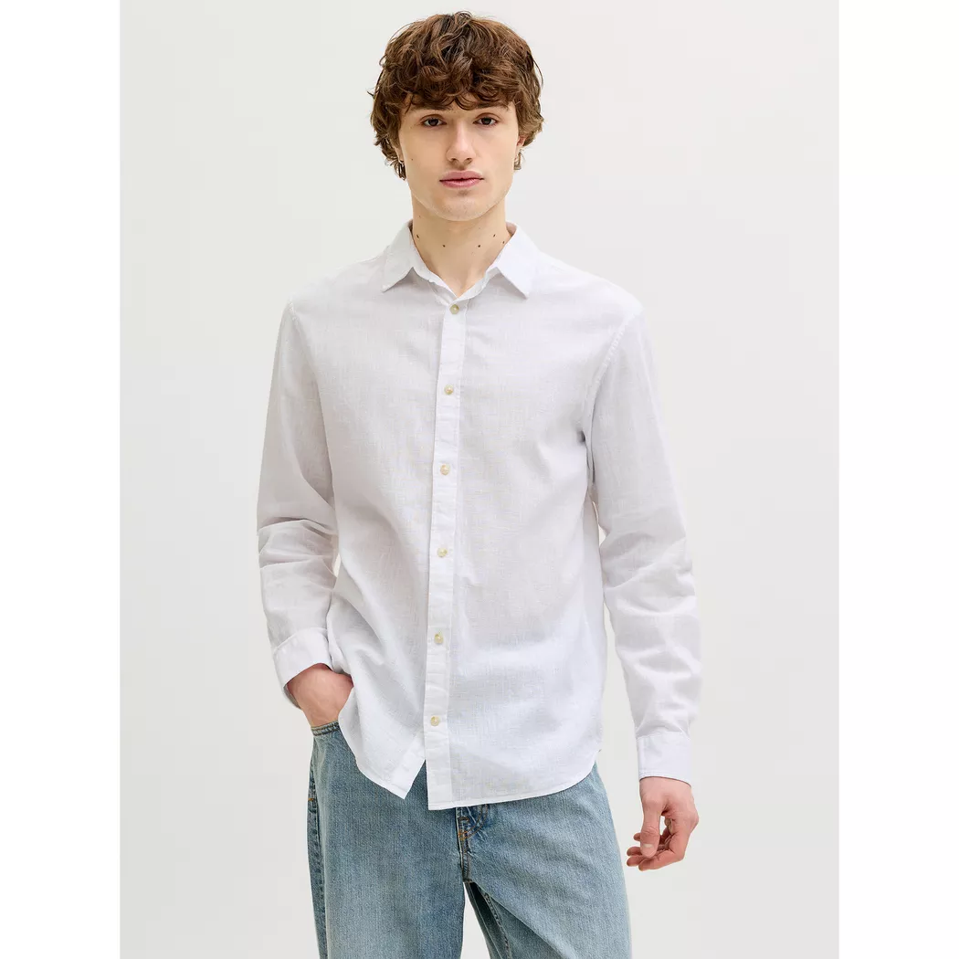 Jack & Jones Chemise à Manches Longues Esummer Linen Blend White S Homme