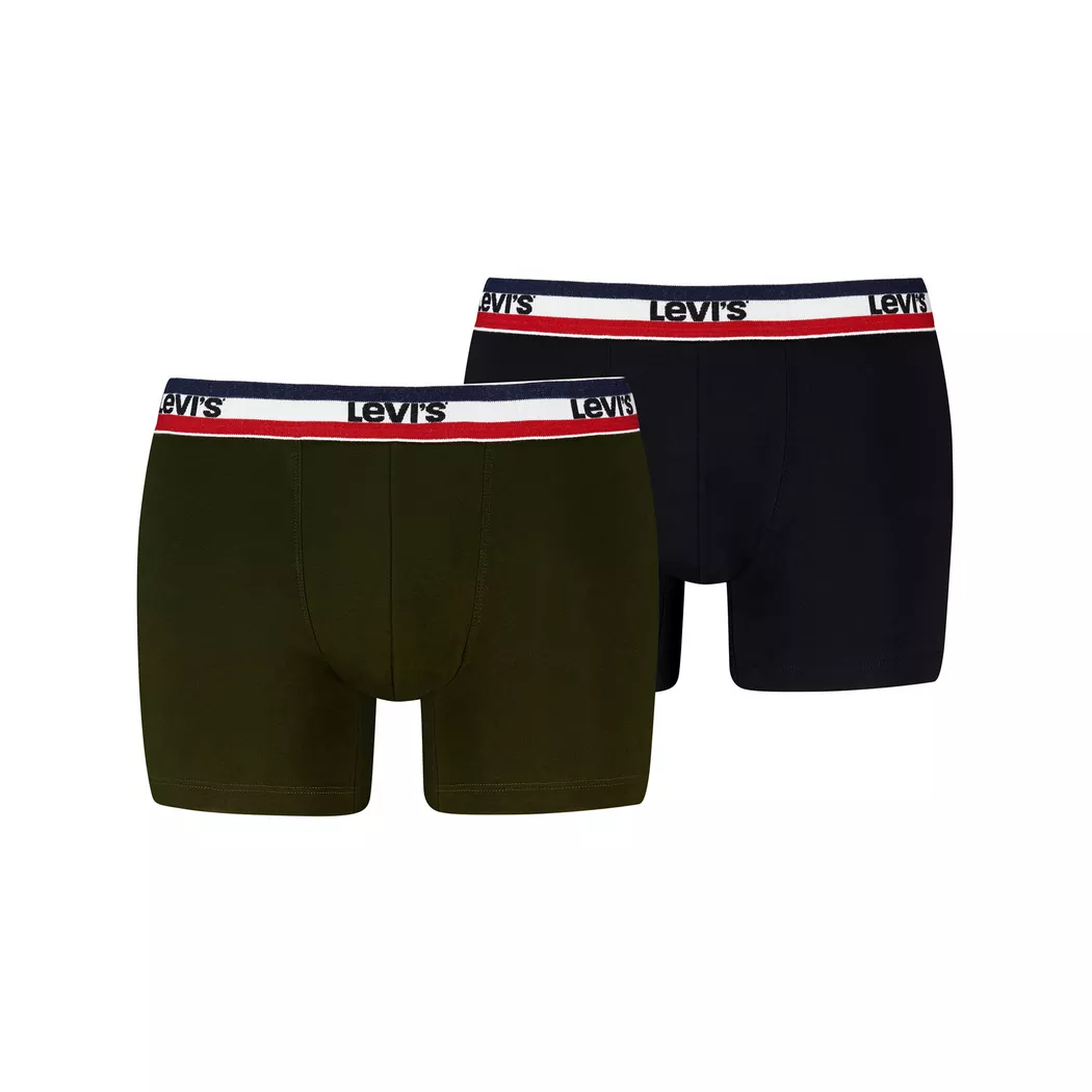 Boxershorts LEVI'S "LEVIS MEN TWILL WB BOXER BRIEF 2P", Herren, Gr. XL, khaki, Single Jersey, Obermaterial: 95% Baumwolle, 5% Elasthan, körpernah, Unterhosen, ohne Eingriff, Stretchbund