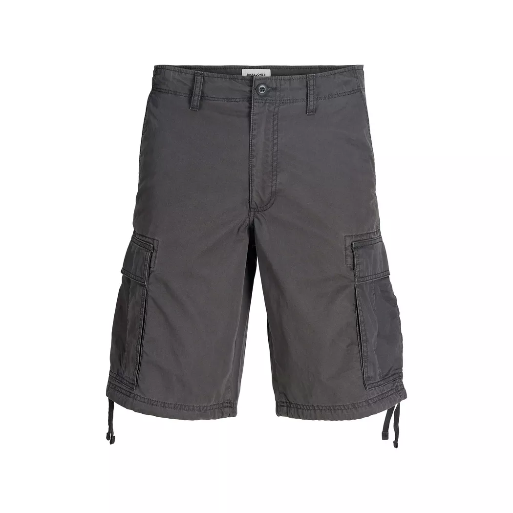 Cargohose JACK & JONES "JPSTCOLE FRANK CARGO SHORT MID SN", Herren, Gr. L, N-Gr, asphalt, Web, Obermaterial: 100% Baumwolle, unifarben, Hosen Cargohose, mit Seitentaschen