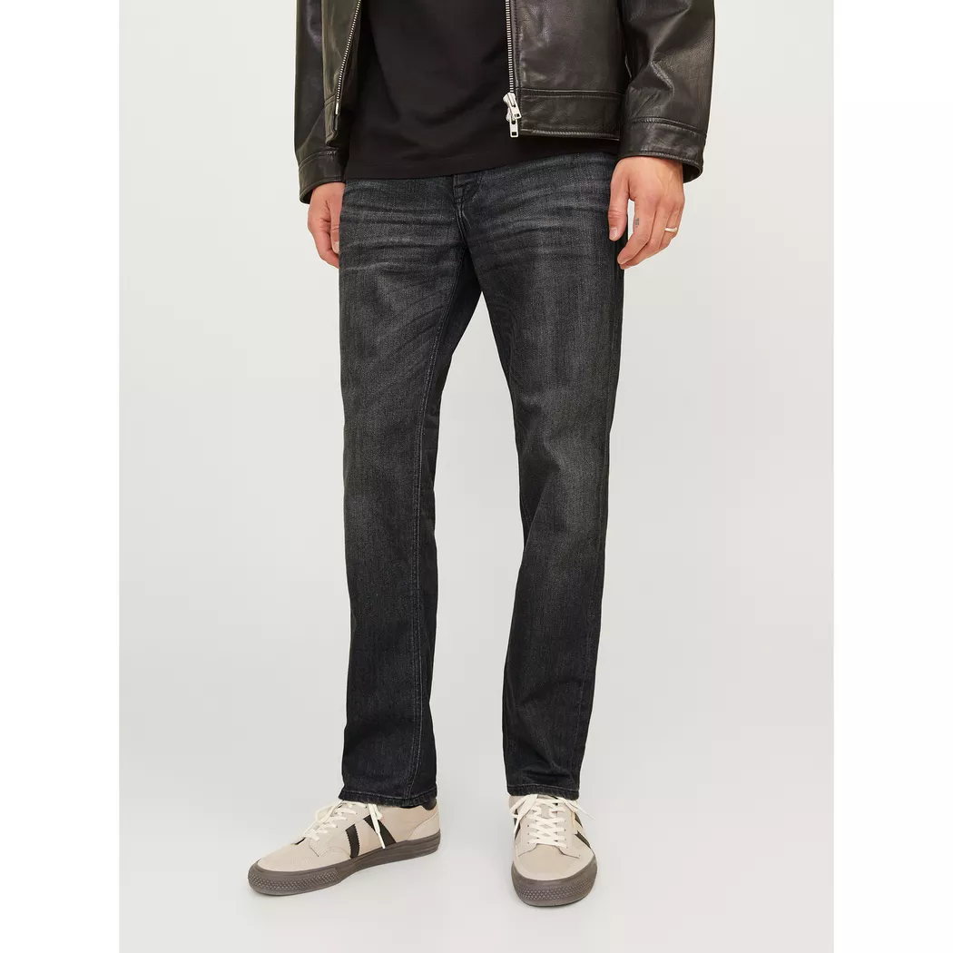 Regular-fit-Jeans JACK & JONES "JJICLARK mit Used-Look und Stretch für den Alltag", Herren, Gr. 31, Länge 32, schwarz (schwarz denim), Denim/Jeans, Obermaterial: 80% Baumwolle, 15% Lyocell, 3% Elastomultiester, 2% Elasthan, Abriebeffekte, regular fit lang