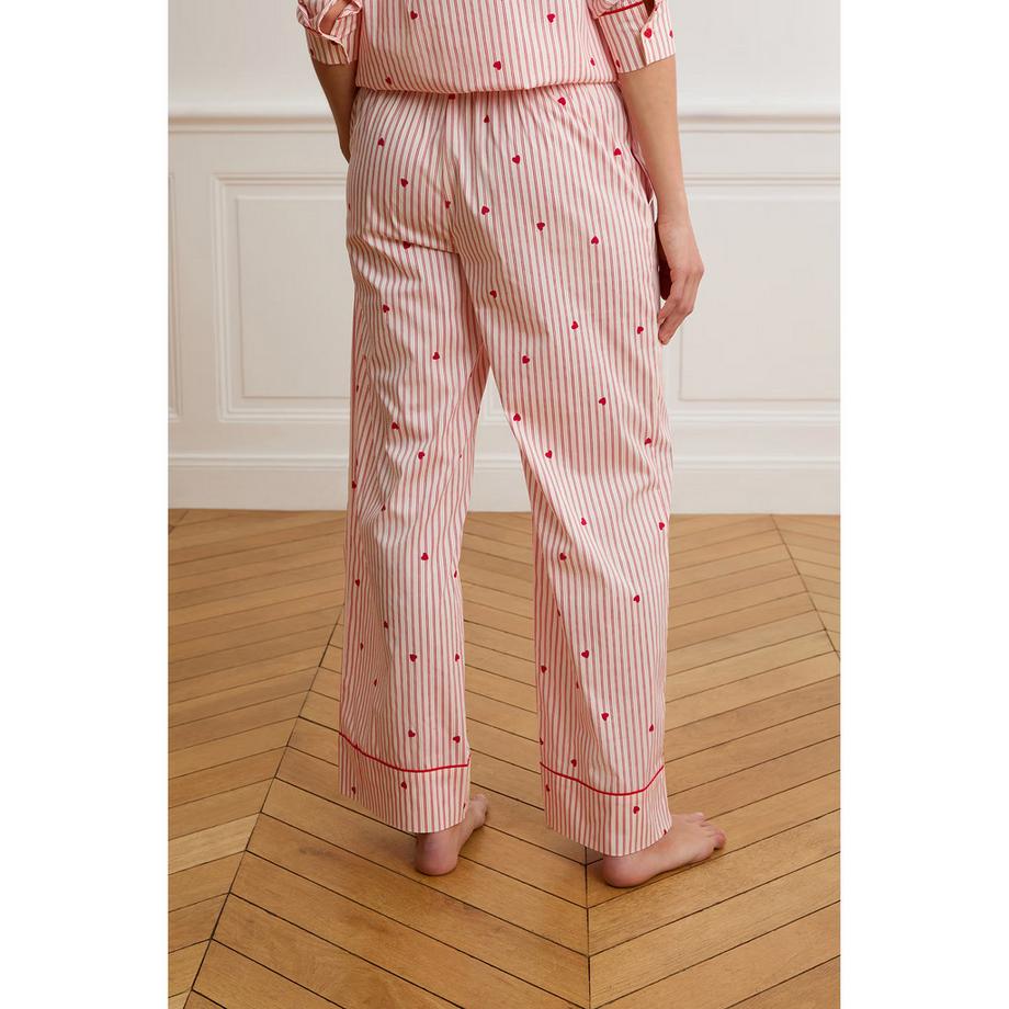 Etam Pantalon de pyjama à rayures et imprimé cœurs  
