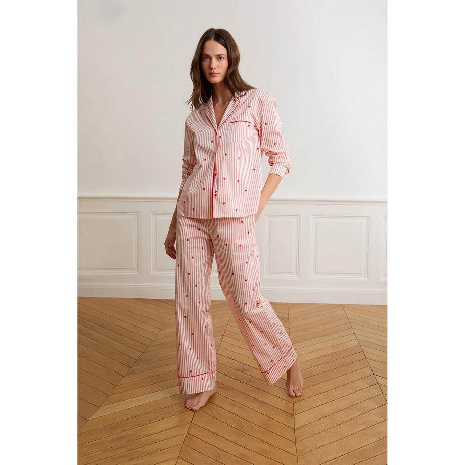 Etam Pantalon de pyjama à rayures et imprimé cœurs  