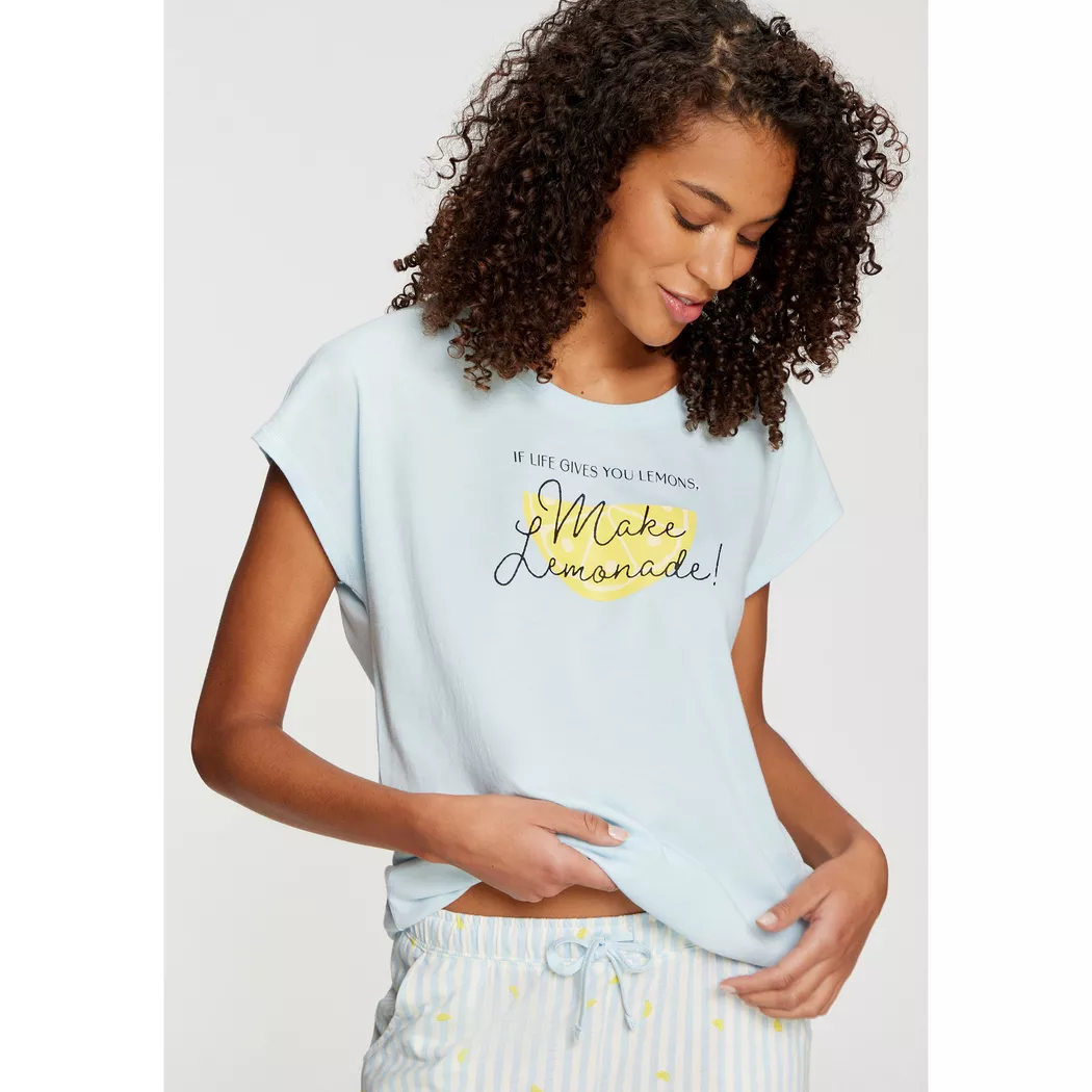 Lascana - Shirt, kurzarm, für Damen, Blau, Größe 44-46