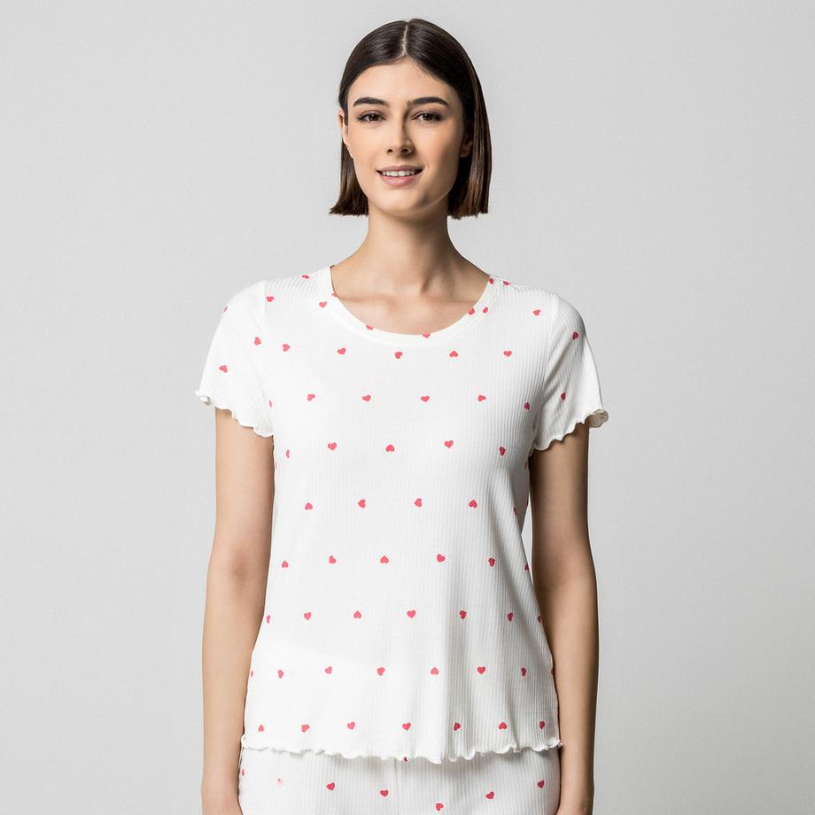 LASCANA Set Pigiama Shorty Stampa Cuori  