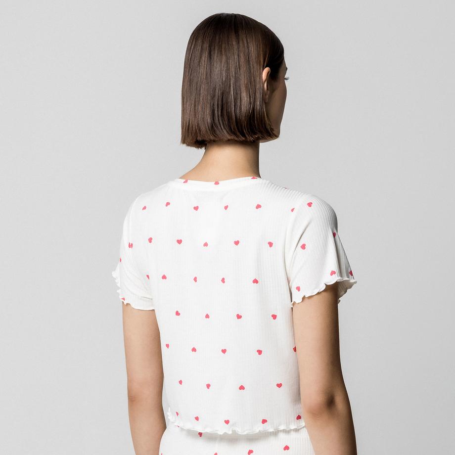 LASCANA Set Pigiama a Costine Stampa Cuori  