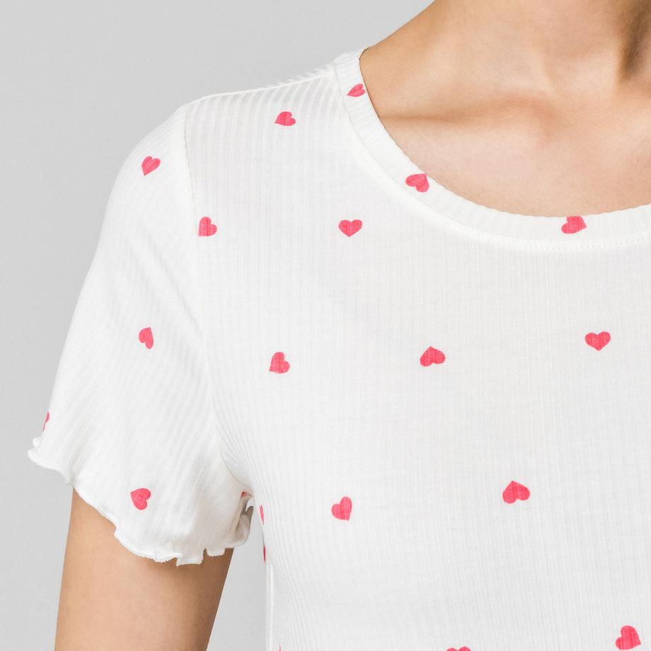 LASCANA Set Pigiama a Costine Stampa Cuori  