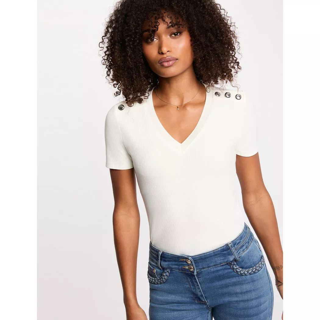 Morgan - T-Shirt, für Damen, Elfenbein, Größe S