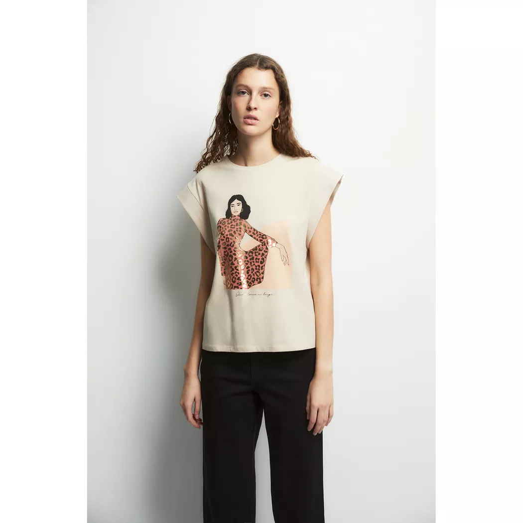 Sfera - T-Shirt, für Damen, Beige, Größe L