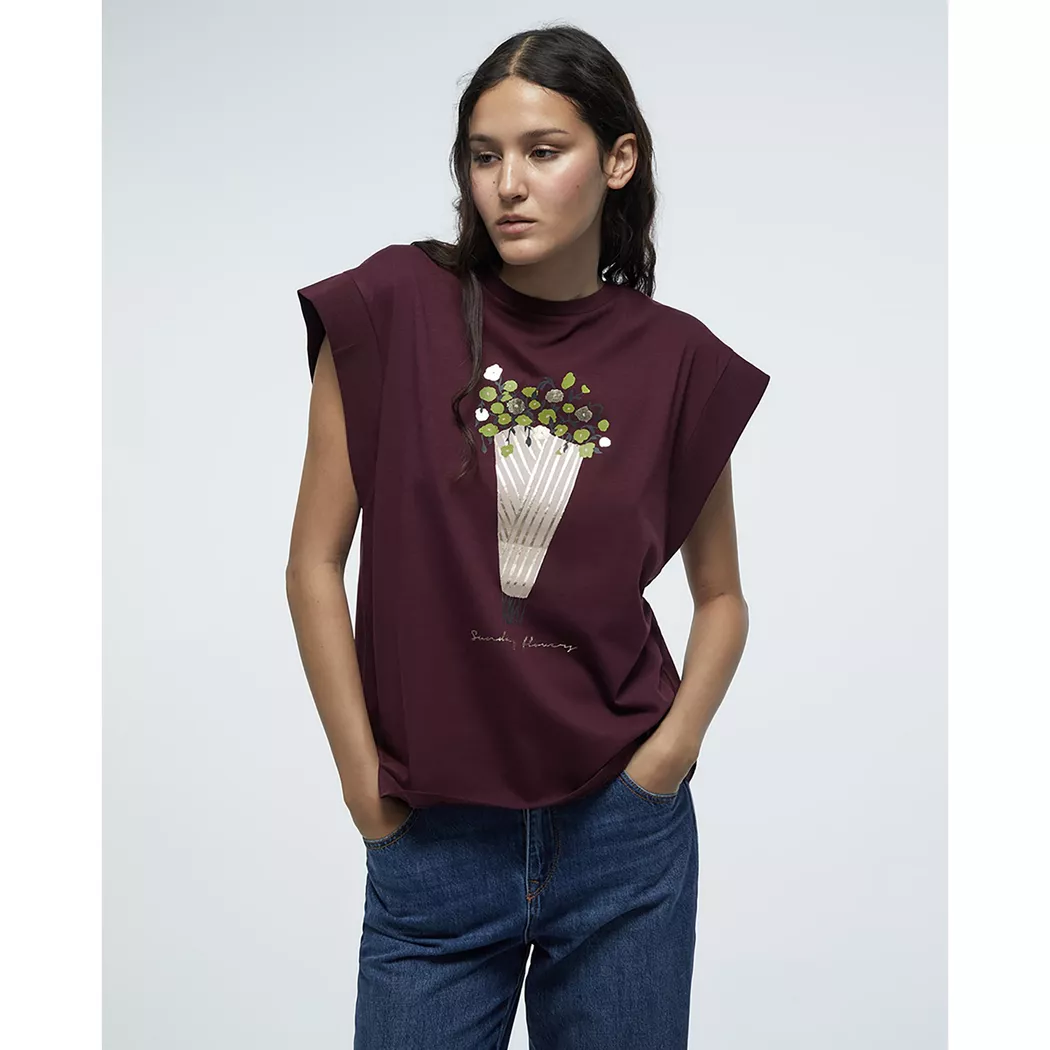 Sfera - T-Shirt, für Damen, Bordeaux, Größe S