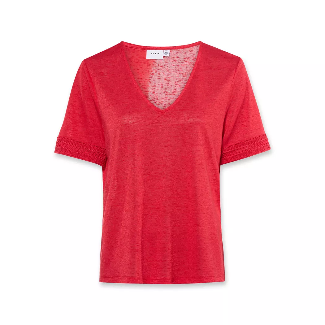 VILA - T-Shirt, für Damen, Rot, Größe L