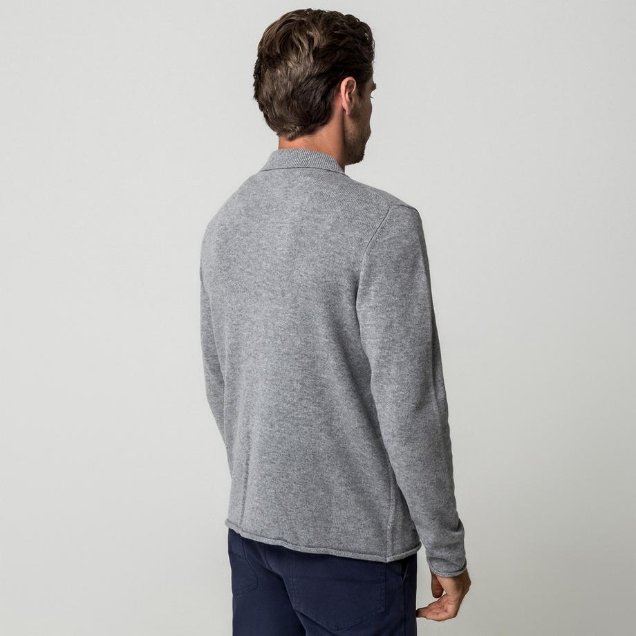 Manor Man Pullover à Col et Boutonnage Avant  