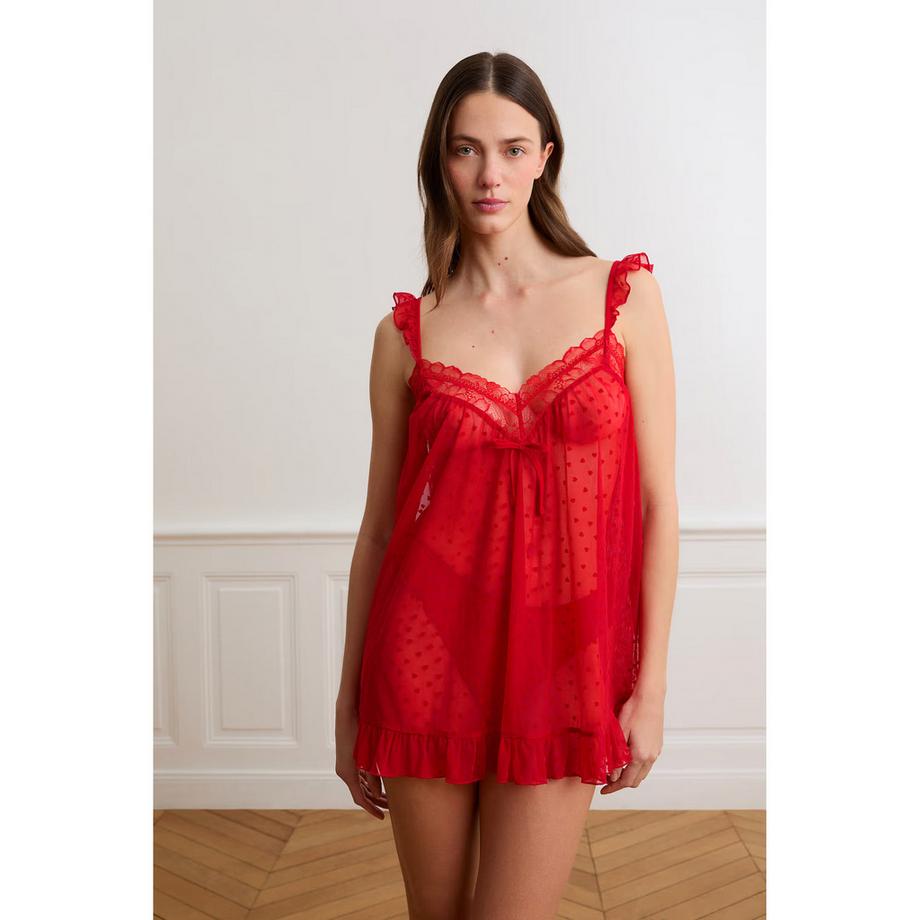 Etam Babydoll Transparent à Motif Cœur  