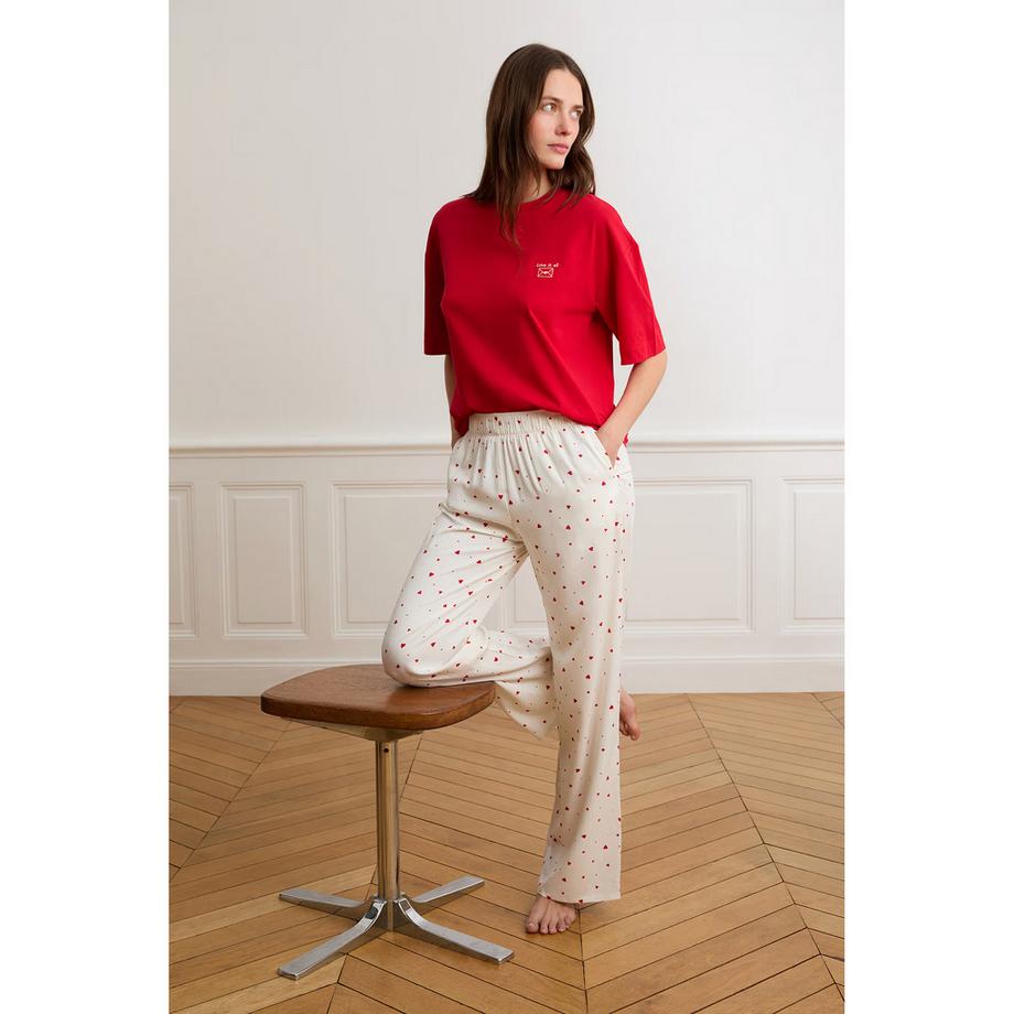 Etam Pantalon de pyjama imprimé cœurs  