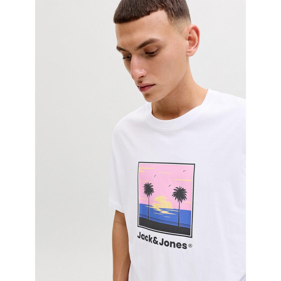 JACK & JONES Perry T-Shirt Col Rond avec Imprimé Palmier  