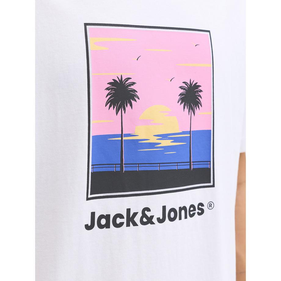 JACK & JONES Perry T-Shirt Col Rond avec Imprimé Palmier  