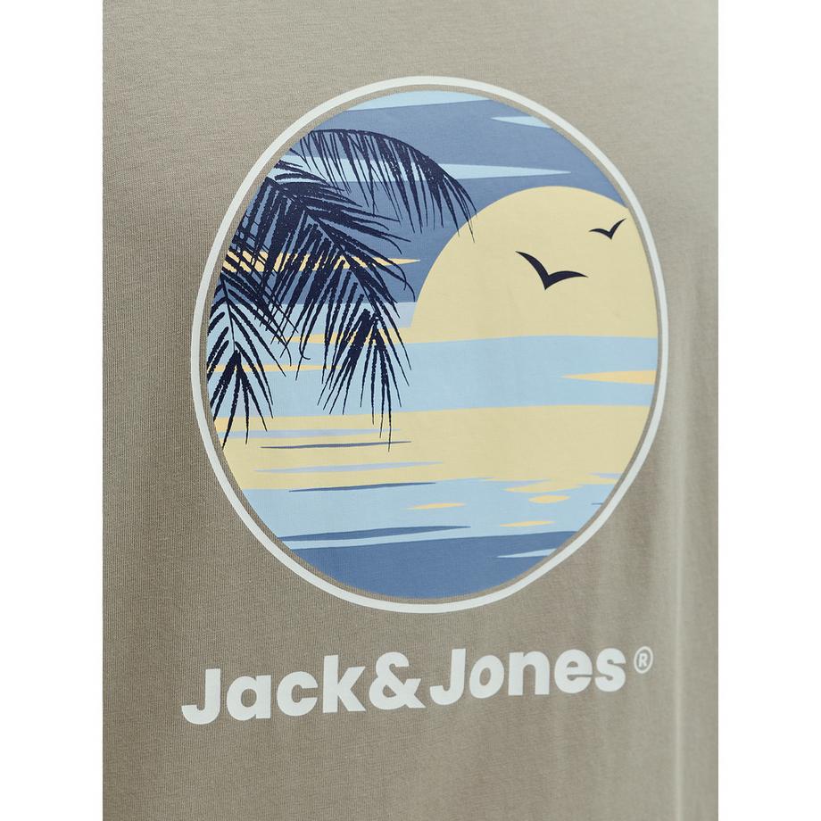 JACK & JONES Perry Rundhals T-Shirt mit Palmenprint  