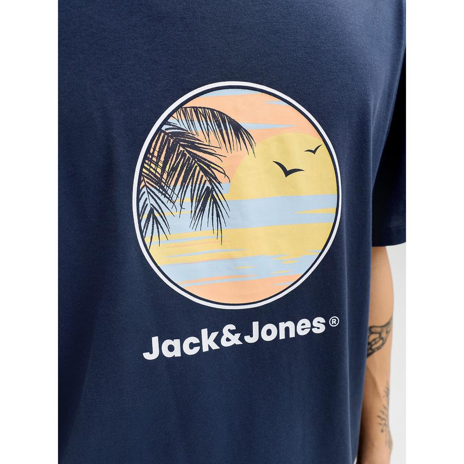 JACK & JONES Perry T-Shirt Col Rond avec Imprimé Palmier  