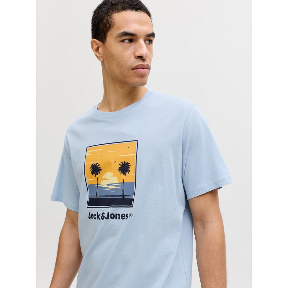 JACK & JONES Perry T-Shirt Girocollo con Stampa Palma  