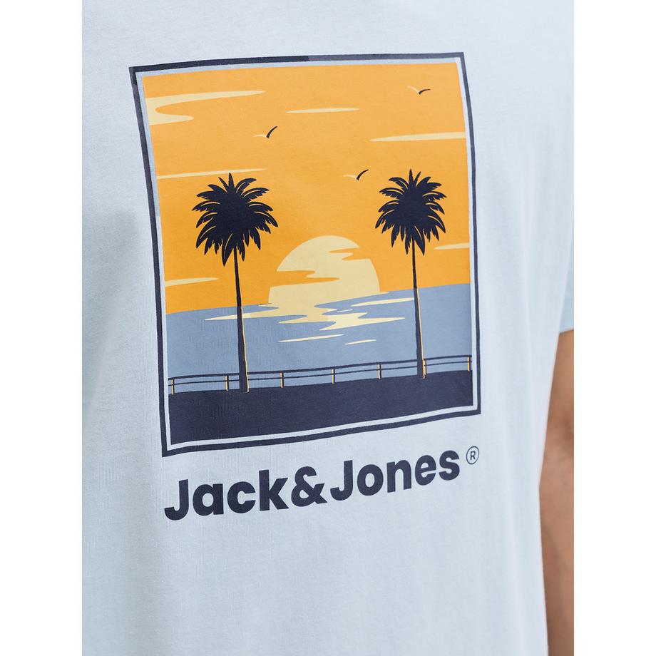 JACK & JONES Perry T-Shirt Girocollo con Stampa Palma  