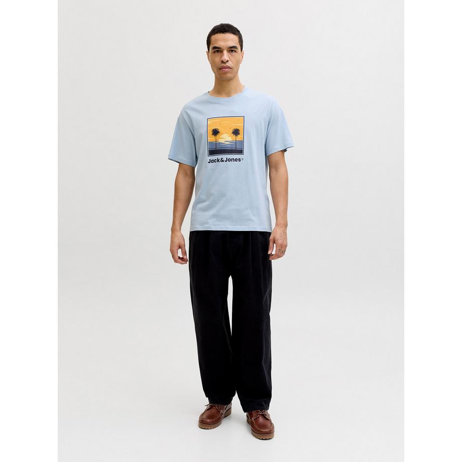 JACK & JONES Perry T-Shirt Girocollo con Stampa Palma  