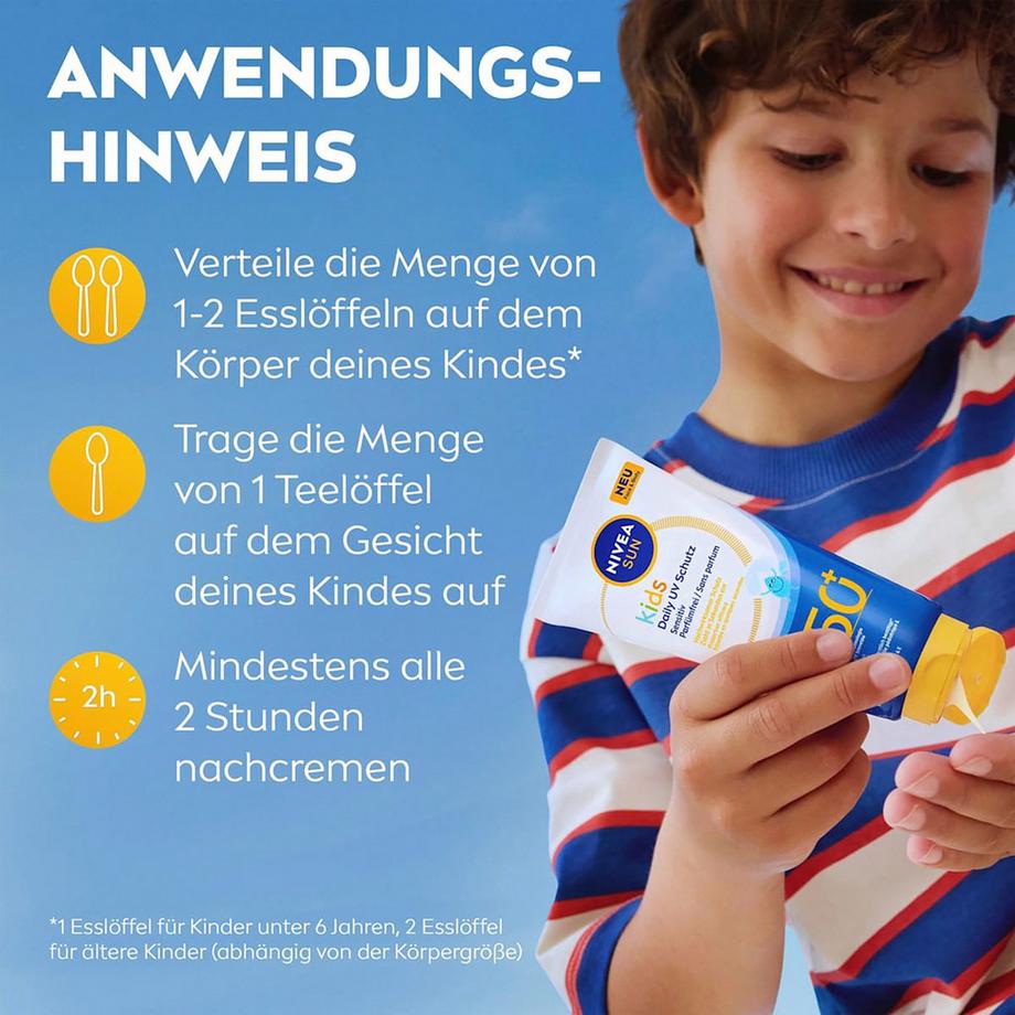 NIVEA SUN  Kids Daily UV Schutz Sensitiv Parfümfrei FPS 50+ 