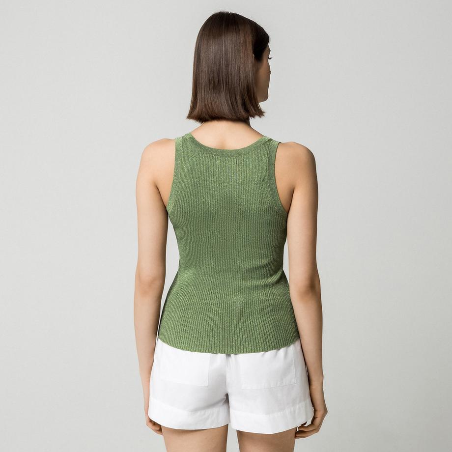 Sfera Top a costine con scollo rotondo  