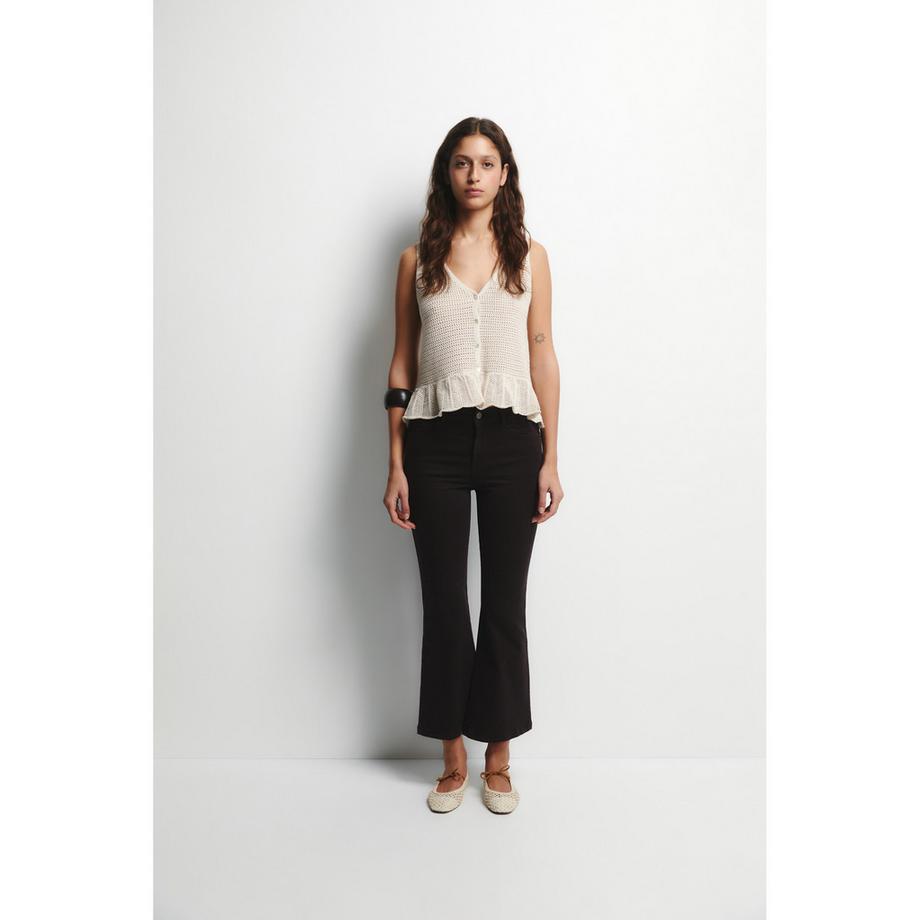 Sfera Top in maglia all'uncinetto con abbottonatura frontale  