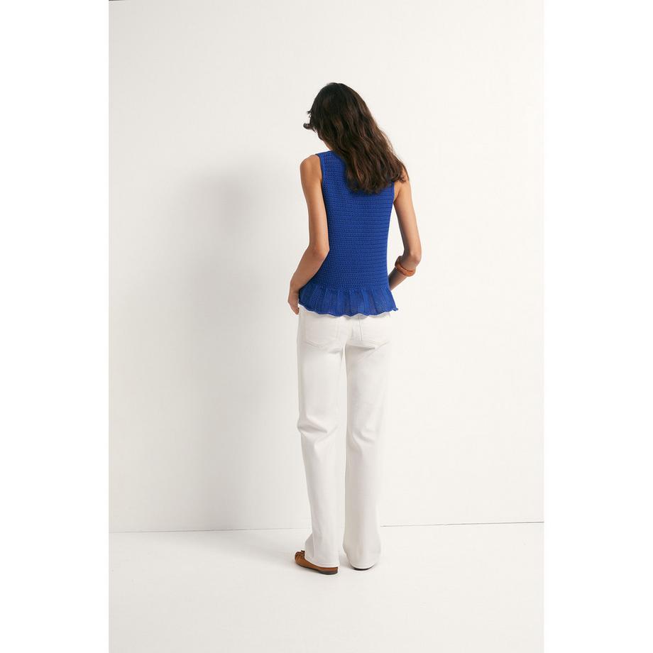 Sfera Gehäkeltes Strick-Top mit Knopfleiste  