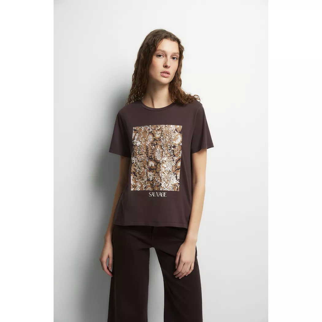 Sfera - T-Shirt, für Damen, Schokolade, Größe M
