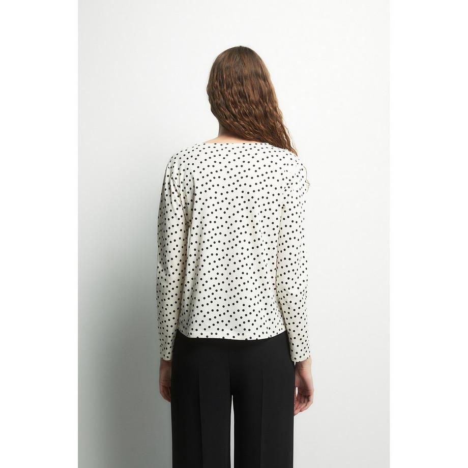 Sfera T-Shirt à Manches Longues Regular Fit à Pois avec Détail Anneau  