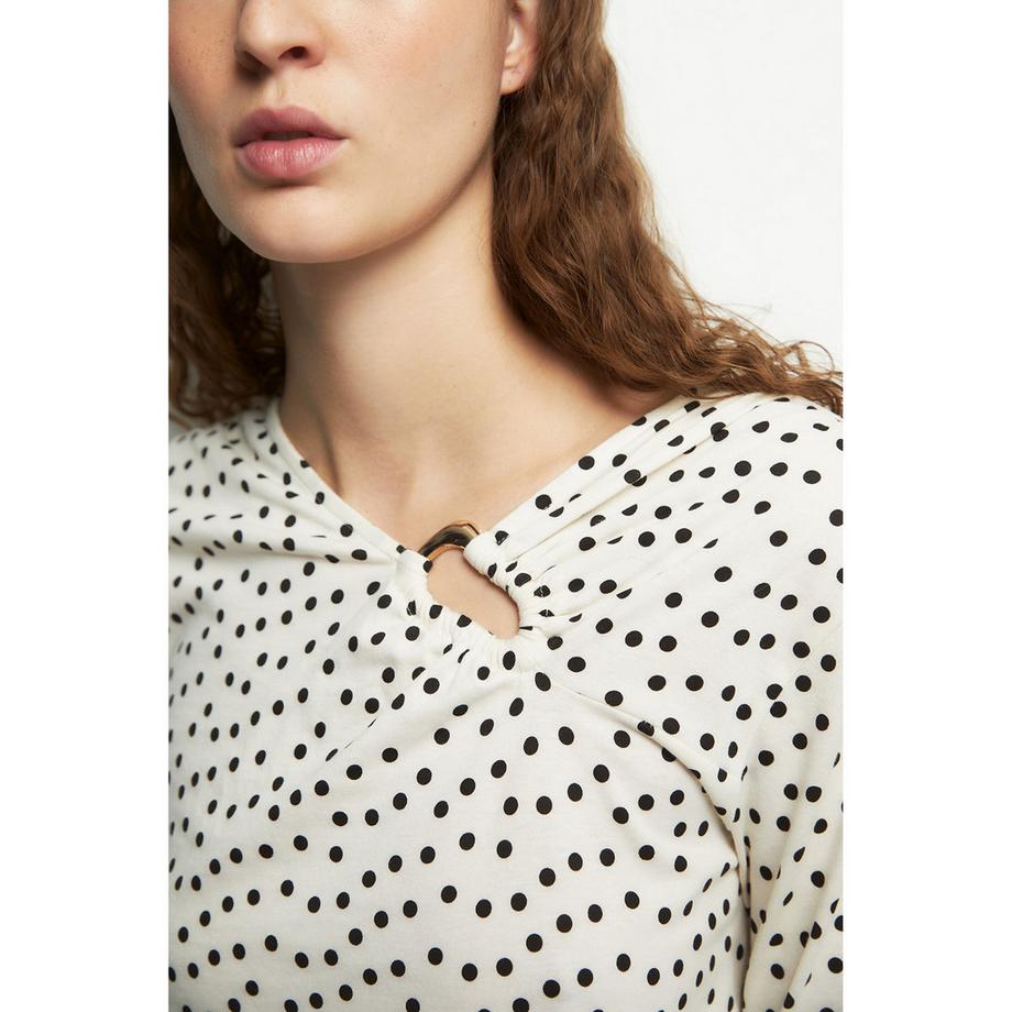 Sfera T-Shirt à Manches Longues Regular Fit à Pois avec Détail Anneau  