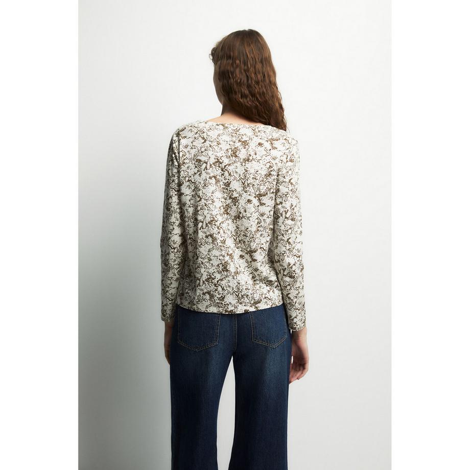 Sfera Langarm T-Shirt mit Polka Dots und Ringdetail  