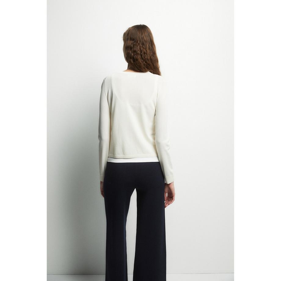 Sfera Cardigan Regular Fit mit Rüschenbesatz  