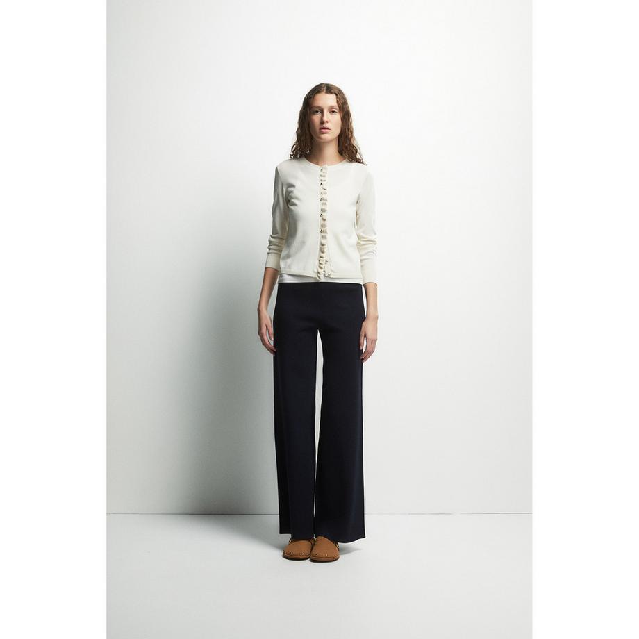 Sfera Cardigan Regular Fit mit Rüschenbesatz  