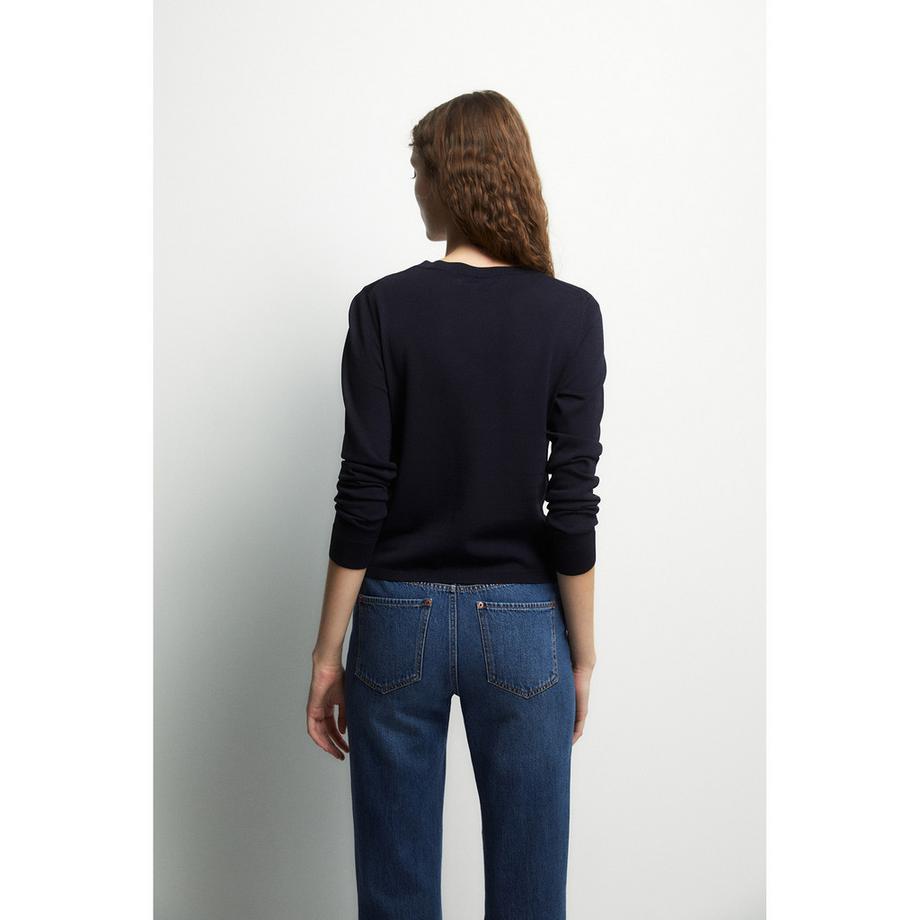 Sfera Cardigan Regular Fit mit Rüschenbesatz  
