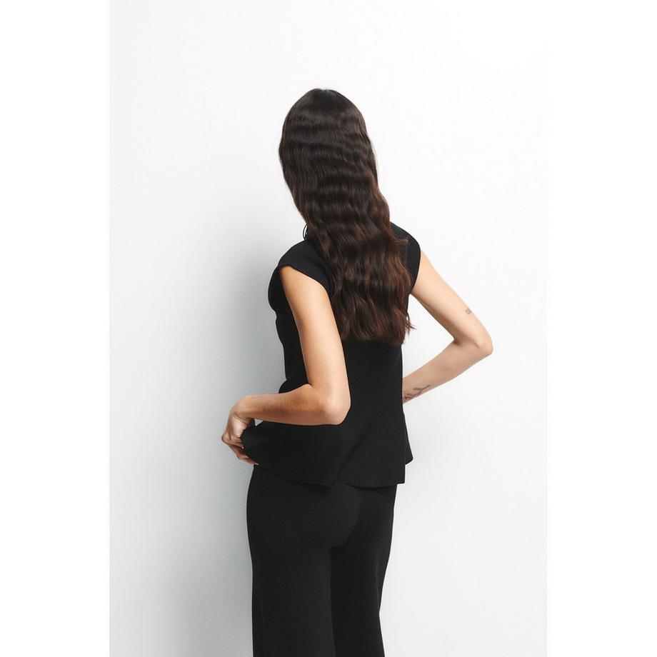 Sfera Peplum Top Kurzarm Stehkragen  