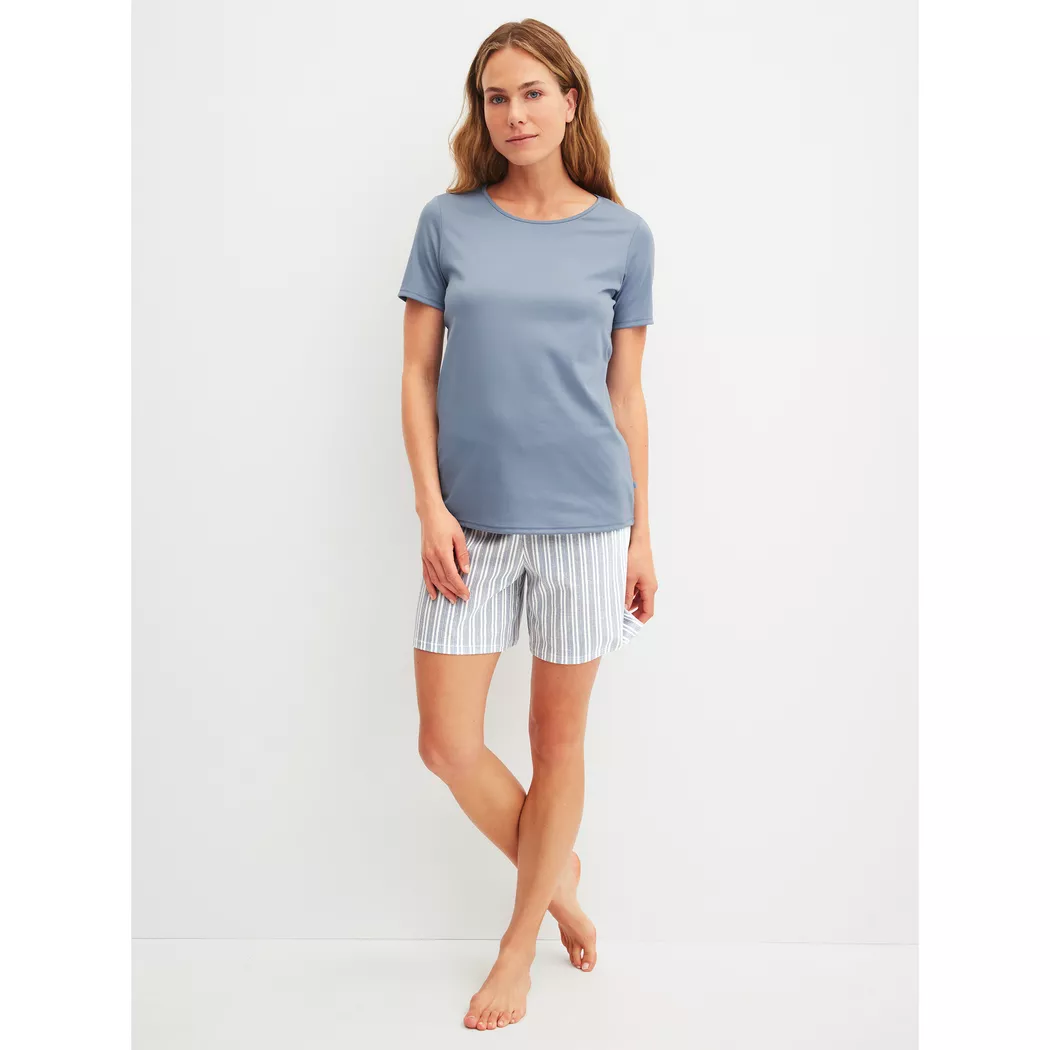 Schlafanzug CALIDA "Midnight Love", Damen, Gr. S (40/42), scandinavian, Interlock, Obermaterial: 100% Baumwolle, bequem lang, Rundhals, Homewear-Sets Schlafanzug, Langarm, Heavy-Interlock, Rundhals-Ausschnitt, wärmend 9