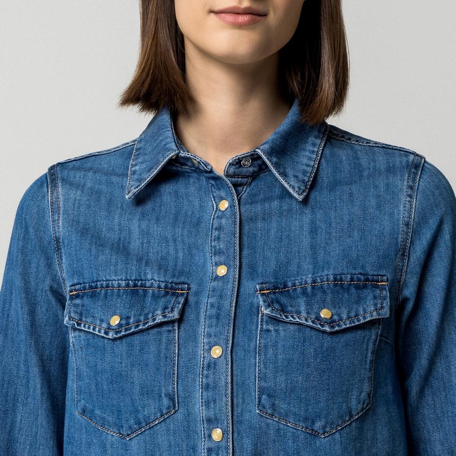 Manor Woman Jeans Langarmhemd  