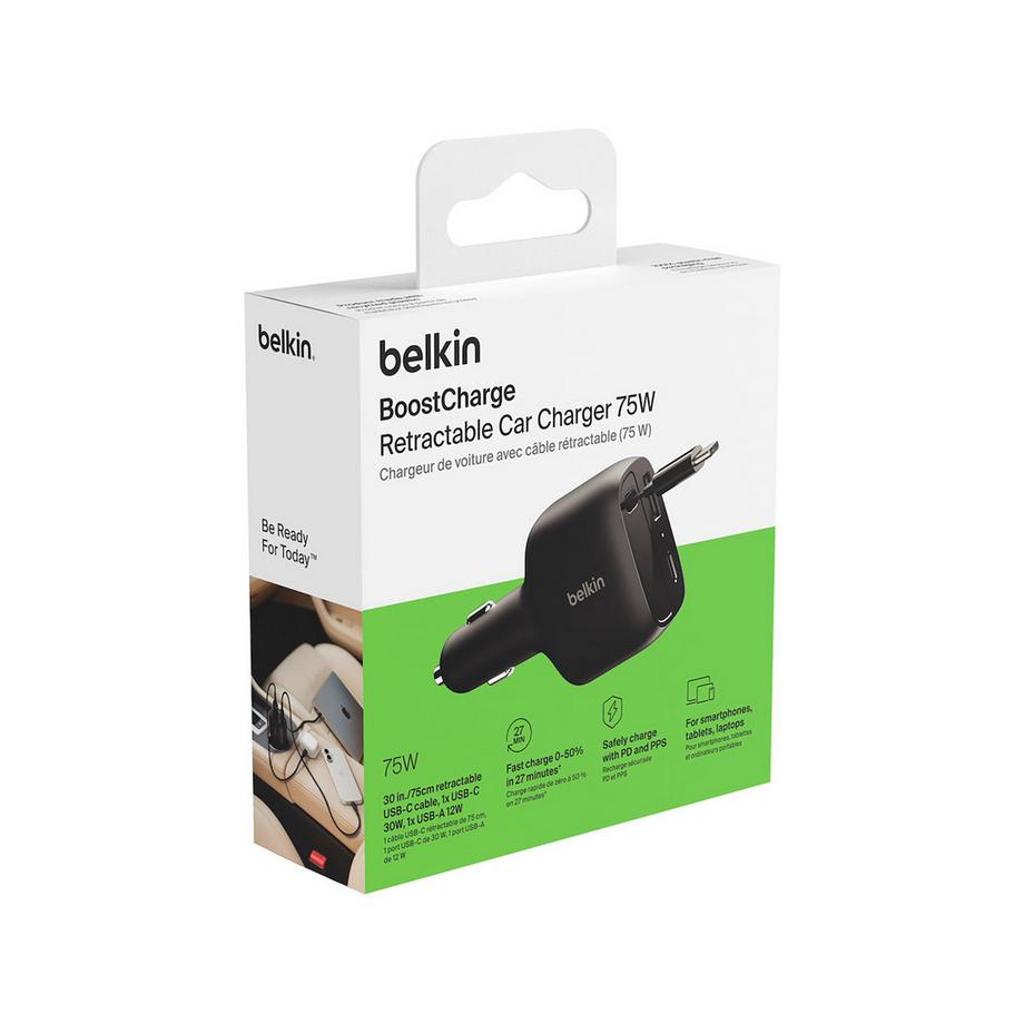 belkin Boost Charge Retracta Car Charger [75W] Chargeur de voiture 