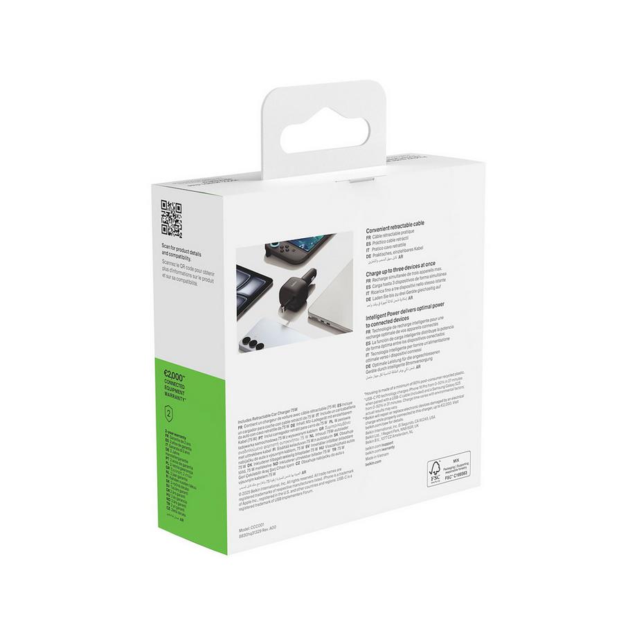 belkin Boost Charge Retracta Car Charger [75W] Chargeur de voiture 
