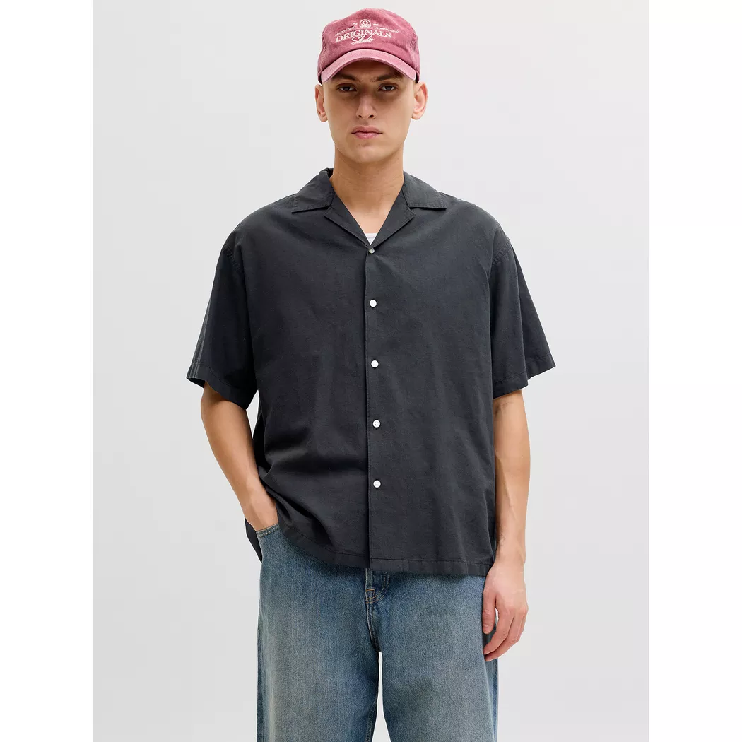 Jack & Jones Chemise à Manches Courtes Ebreeze Linen Blend Resort Black L Homme