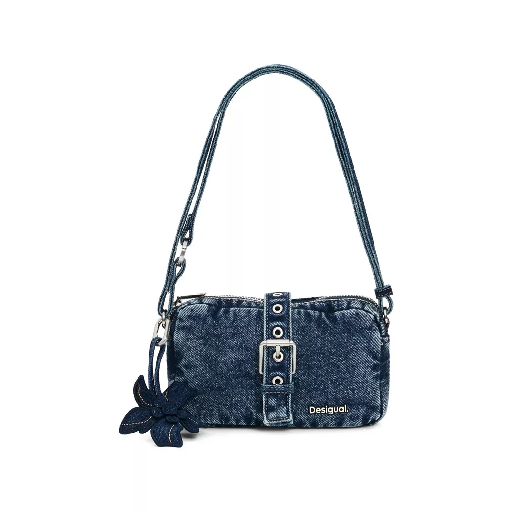 Desigual Petit porte-monnaie bandoulière en denim avec appliques BLUE U female 4