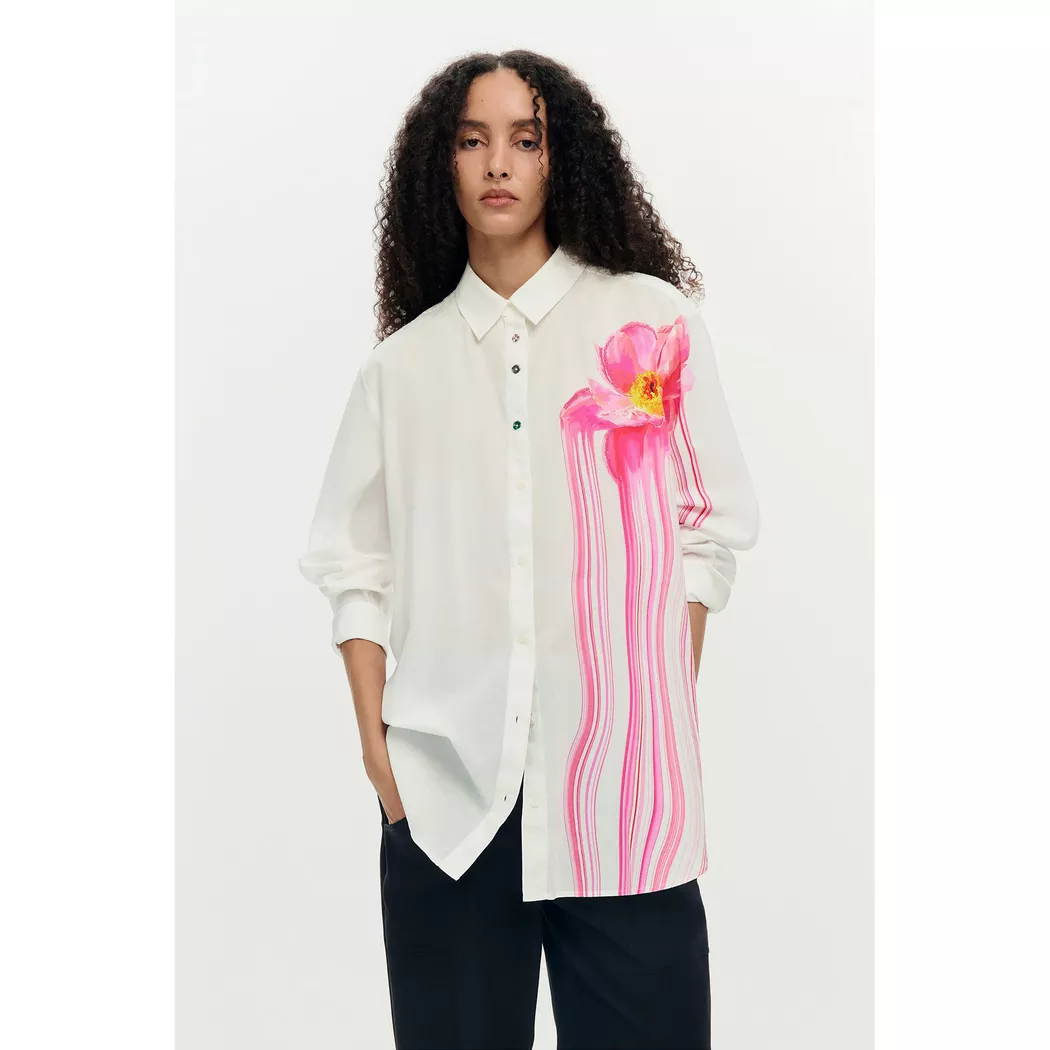 Desigual Chemise fleur gloss WHITE L female