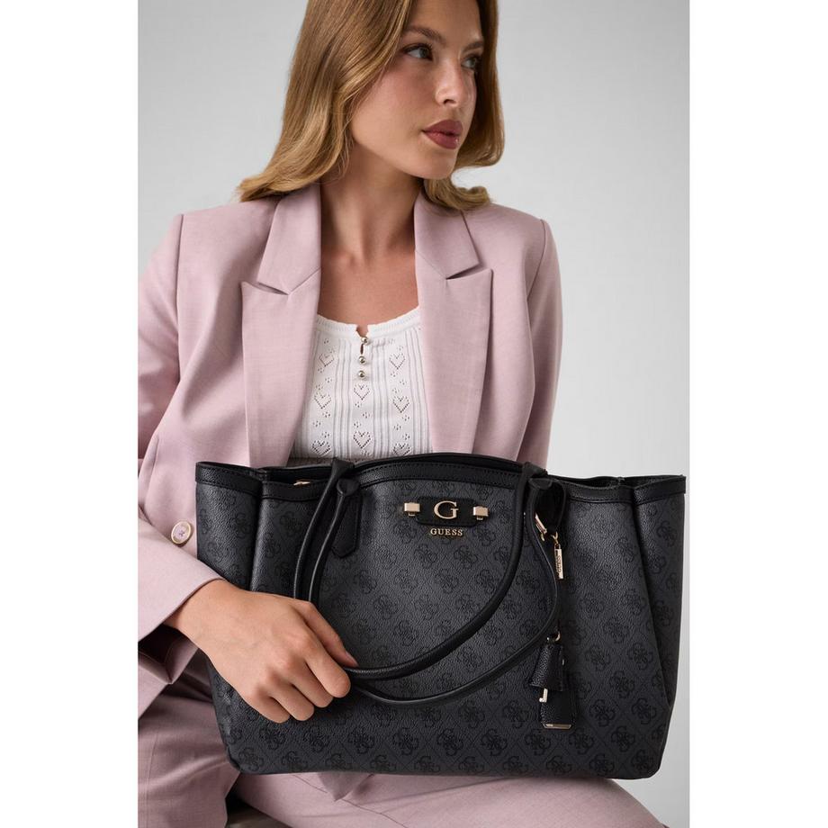 GUESS Lindsey Tote-Bag mit Logodruck und Goldbeschlägen  