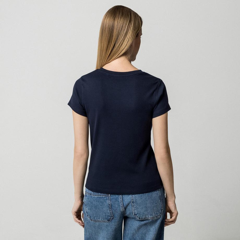 Pepe Jeans London Geripptes Kurzarm T-Shirt mit Logo  