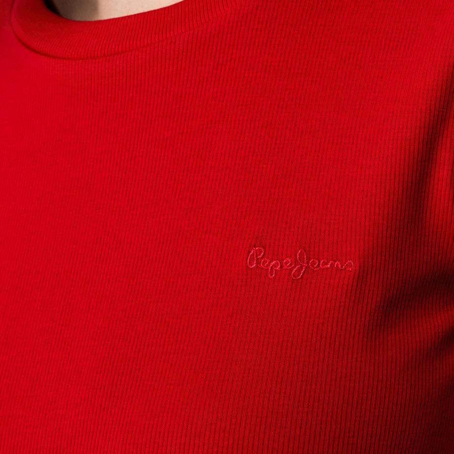 Pepe Jeans London Geripptes Kurzarm T-Shirt mit Logo  